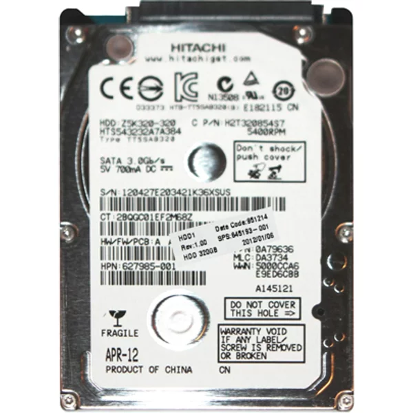 HP 645193-001 | 320GB 5400RPM Sata 3Gb/S 8MB Cache 2.5-Inch Hard Drive-image