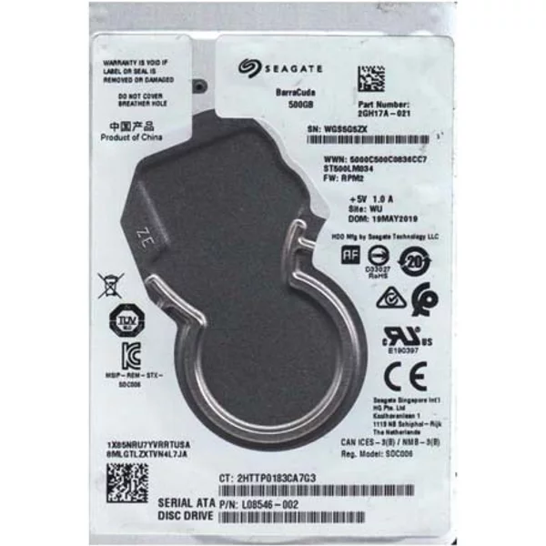 HP L08546-002 | 500GB 7200RPM Sata 6Gb/S 2.5-Inch Hard Drive-image