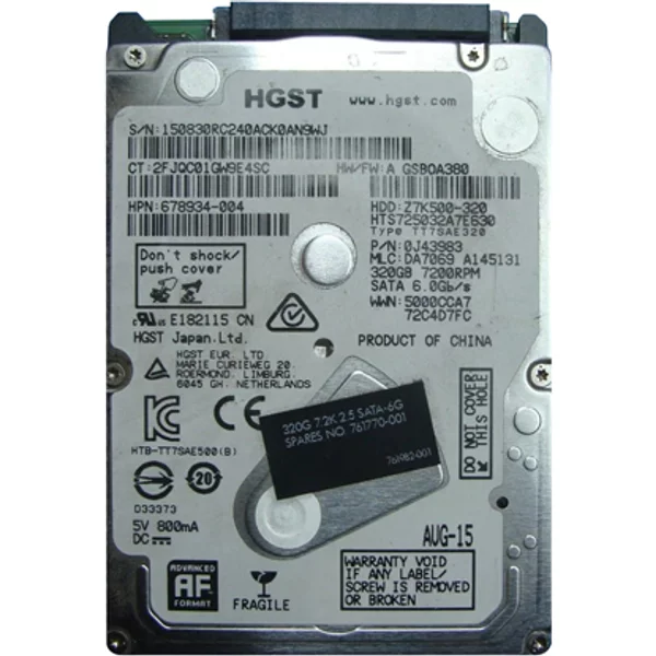 HP 761770-001 | 320GB 7200RPM Sata 6Gb/S 32MB Cache 2.5-Inch Hard Drive-image