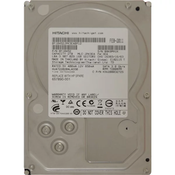 HP 657890-001 | 2TB Sata 3Gb/S 7200RPM 3.5-Inch Hard Drive-image