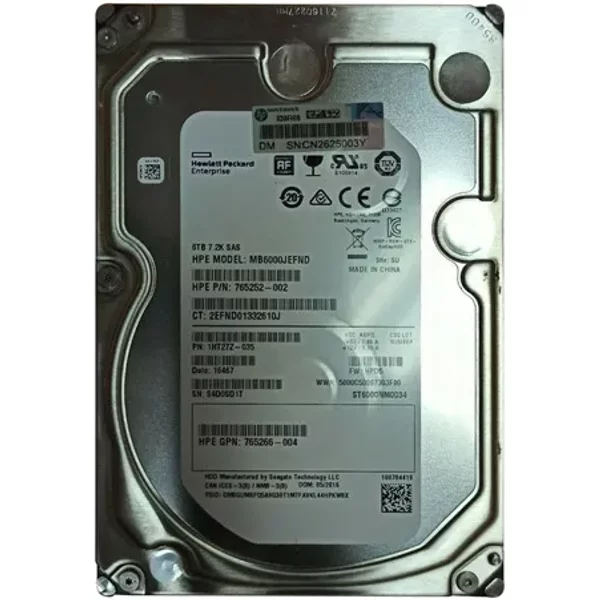 HP 765266-004 | 6TB 7200RPM SAS 12Gb/S 128MB Cache (512E) 3.5-Inch Midline Hard Drive-image