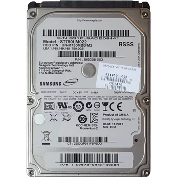 HP 634250-005 | 750GB 5400RPM Sata 3Gb/S 8MB Cache 2.5-Inch Hard Drive-image