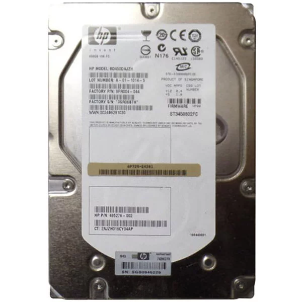 HP 495276-002 | 450GB 10000RPM Fibre Channel 2Gb/S Hot Swappable 40-Pin 3.5-Inch Hard Drive For Storageworks EVA M6412A-image