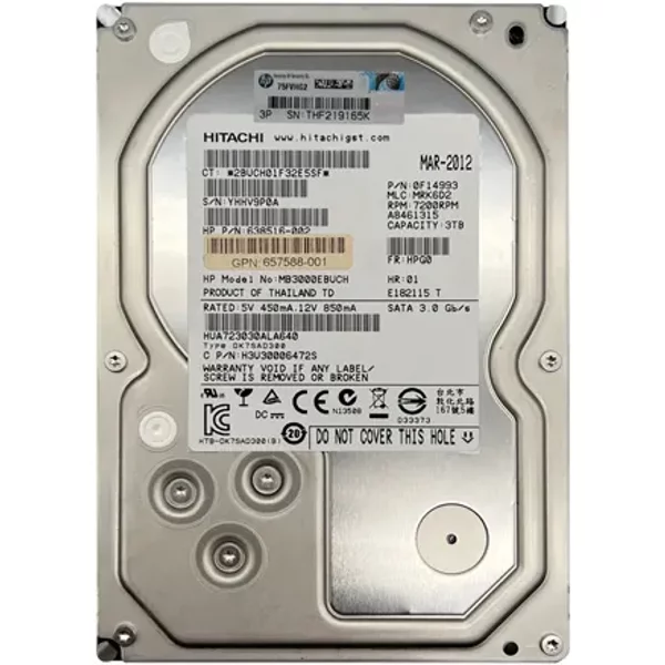 HP 657588-001 | 3TB 7200RPM Sata 6Gb/S 64MB Cache Hot Swappable 3.5-Inch Midline Hard Drive For Proliant Server-image