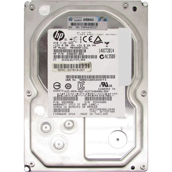 HP 507618-007 | 4TB 7200RPM SAS 6Gb/S 128MB Cache 3.5-Inch Hard Drive-image
