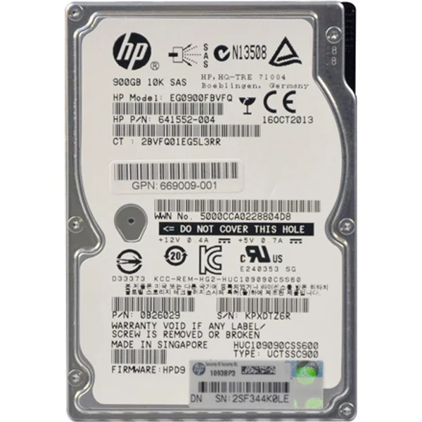 HP 669009-001 | 900GB 10000RPM SAS 6Gb/S Dual Port SFF 2.5-Inch Enterprise Hard Drive For MSA M6625-image