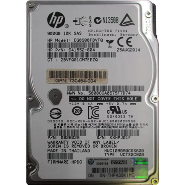 HP 730454-004 | 900GB 10000RPM SAS 6Gb/S Hot-Pluggable SFF 2.5-Inch Enterprise Hard Drive For MSA Storage-image