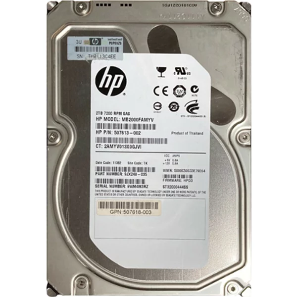 HP 507618-003 | 2TB 7200RPM SAS 6Gb/S Hot-Pluggable Dual Port LFF 3.5-Inch Midline Hard Drive-image