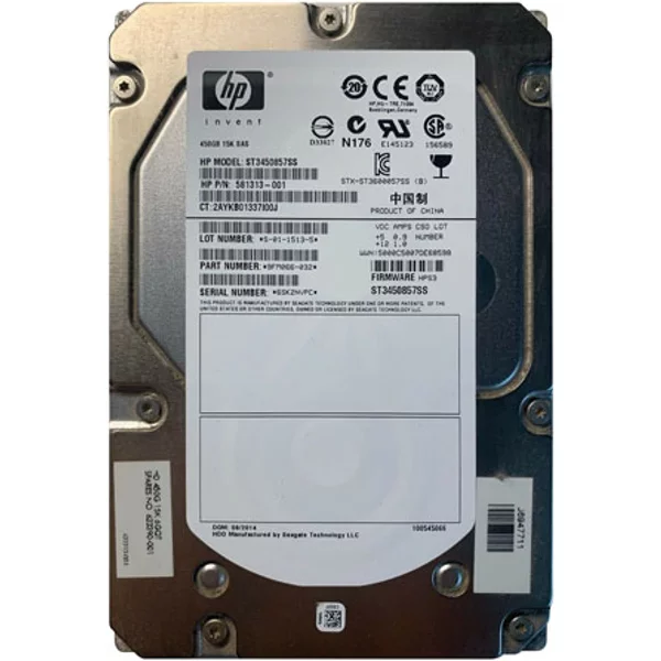 HP 581313-001 | 450GB 15000RPM SAS 6Gb/S Non Hot Pluggable Dual Port 3.5-Inch Hard Drive-image