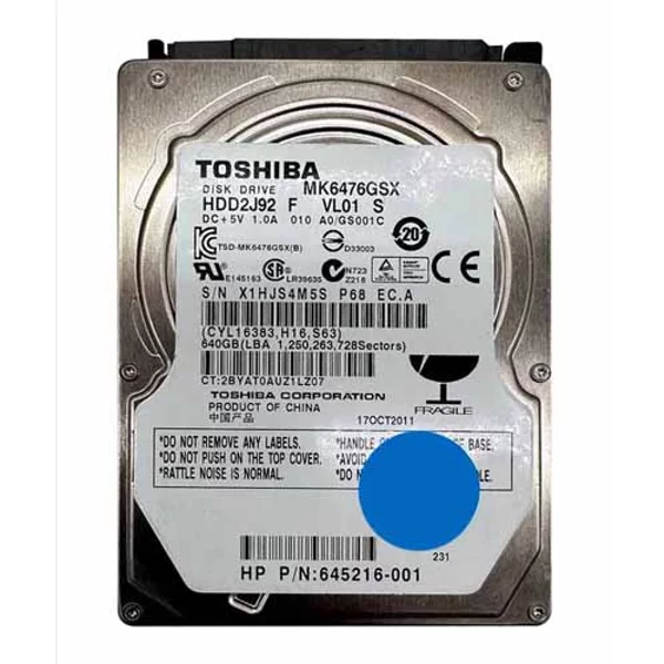HP 645216-001 | 640GB 5400RPM Sata 3Gb/S 2.5-Inch Hard Drive-image