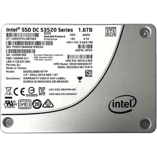 Hp 867213-005 | 1.6TB Sata 6Gb/S Hot-Pluggable Read Intensive 2.5-Inch Enterprise Solid State Drive For Proliant Server And Storage Array-image
