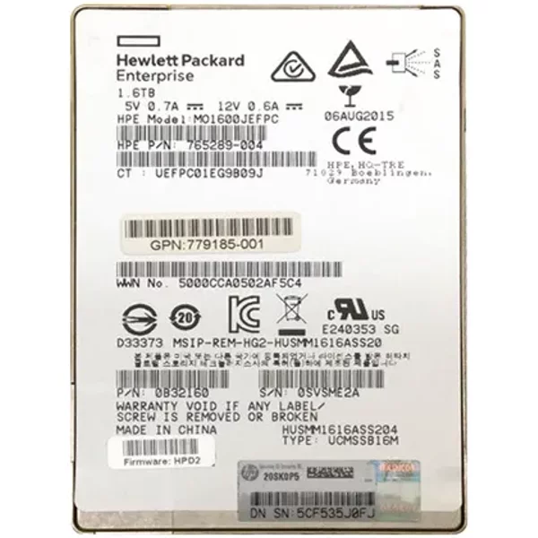 Hp 765289-004 | Msa 1.6TB Sas 12Gb/S Mainstream Endurance 2.5-Inch Enterprise Solid State Drive For Proliant Servers And Storage Arrays-image