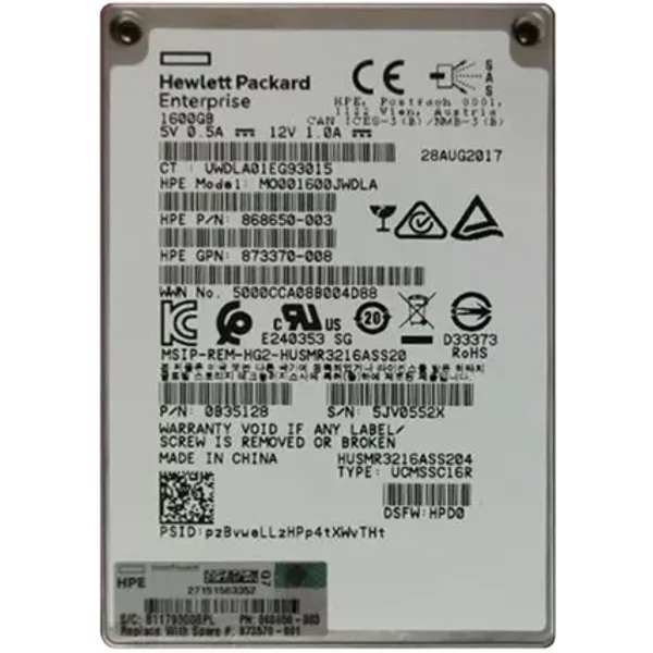 Hp 868650-003 | 1.6TB Sas 12Gb/S Mixed Use Sff 2.5-Inch Solid State Drive-image