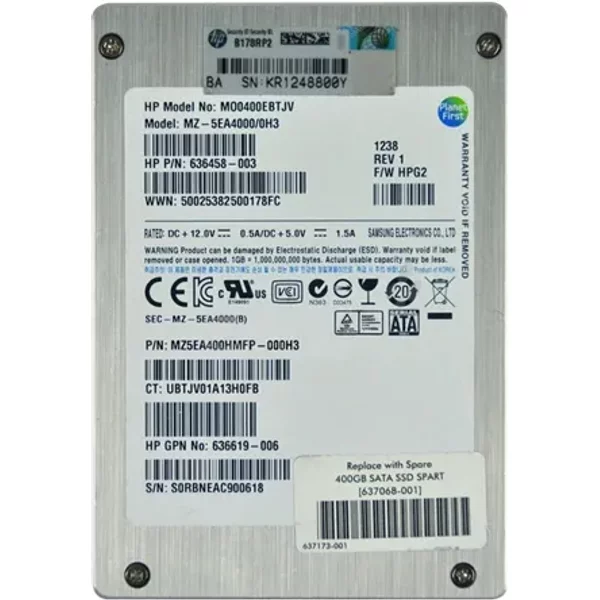 Hp 636458-003 | 400GB Multi-Level Cell Sata 3Gb/S Hot-Pluggable Mainstream 2.5-Inch Enterprise Solid State Drive For Proliant Servers-image