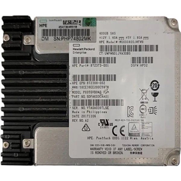 Hp 872373-001 | 400GB Multi-Level Cell Sas 12Gb/S Hot Pluggable Mixed Use Sff 2.5-Inch Solid State Drive For Proliant DL160 Gen10-image