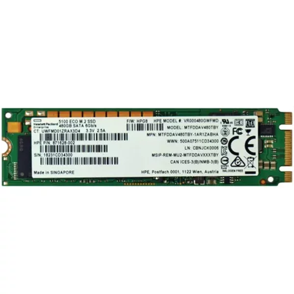 Hp 871628-002 | 480GB Sata 6Gb/S Read Intensive M.2 2280 Solid State Drive For Proliant Servers-image