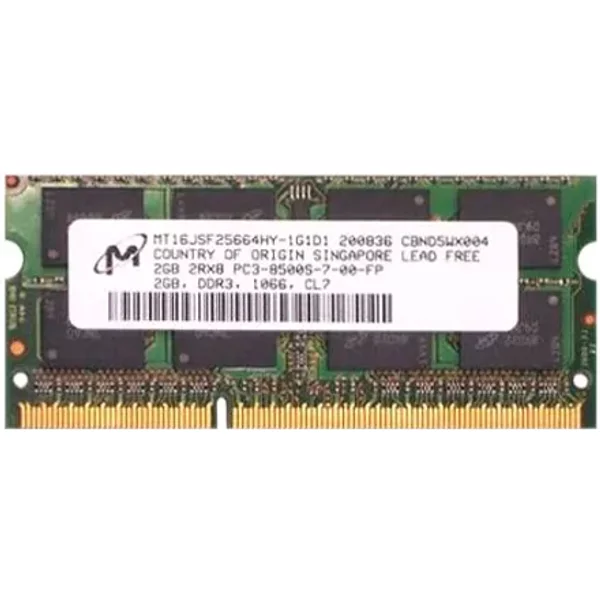 Micron MT16JSF25664HY-1G1D1 | 2GB Ddr3-1066Mhz PC3-8500 Non-Ecc Unbuffered Sodimm CL7 2Rx8 1.5V 204-Pin Memory Module-image