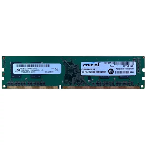 Micron MT4JTF12864AZ-1G4D1 | 1GB Ddr3-1333Mhz PC3-10600 Non-Ecc Unbuffered Udimm CL9 1Rx16 1.5V 240-Pin Memory Module-image