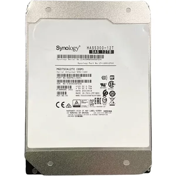 Synology HAS5300-12T | HAS5300 Series 12TB 7200RPM SAS 12Gb/S 512MB Cache (512E) (Rohs) 3.5-Inch Hard Drive For Rackstation SA3600/ SA3200D-image