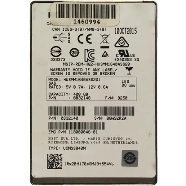 Hgst HUSMM1640ASS201 | Ultrastar SSD1600MM Series 400GB Multi-Level Cell Sas 12Gb/S Mainstream Endurance (Tcg-Encryption) 2.5-Inch Solid State Drive-image