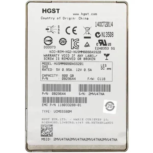 Hgst HUSMM8080ASS201 | Ultrastar SSD800MM Series 800GB Multi-Level Cell SAS 12Gb/S Mainstream Endurance (Tcg Encryption) 2.5-Inch Solid State Drive-image