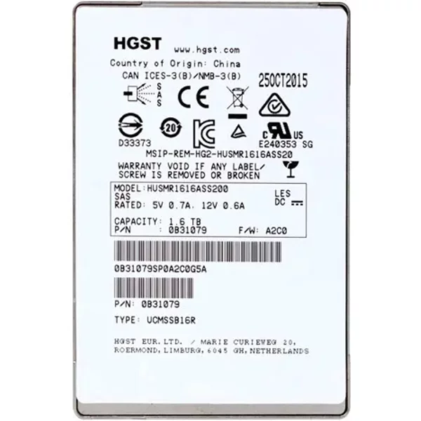 Hgst 0B31079 | Ultrastar SSD1600MR Series 1.6TB Multi-Level Cell Sas 12Gb/S Read Intensive (Crypto Sanitize) 2.5-Inch Solid State Drive-image
