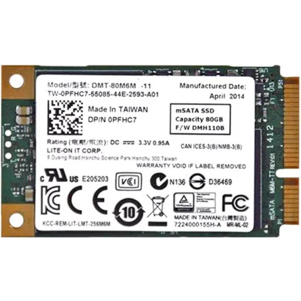 Dell 0PFHC7 | 80GB Multi-Level Cell Sata 6Gb/S Msata 1.8-Inch Solid State Drive-image