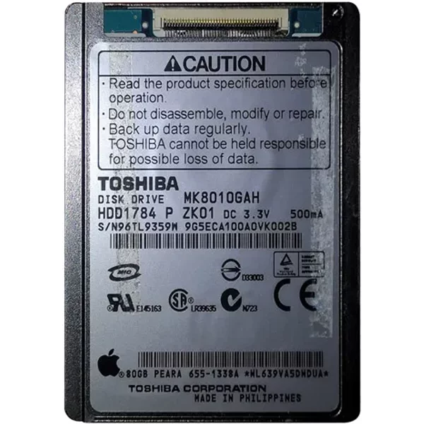 Toshiba MK8010GAH | 80GB 4200RPM IDE Ultra ATA/100 (ATA-6) 2MB Cache 1.8-Inch Hard Drive-image