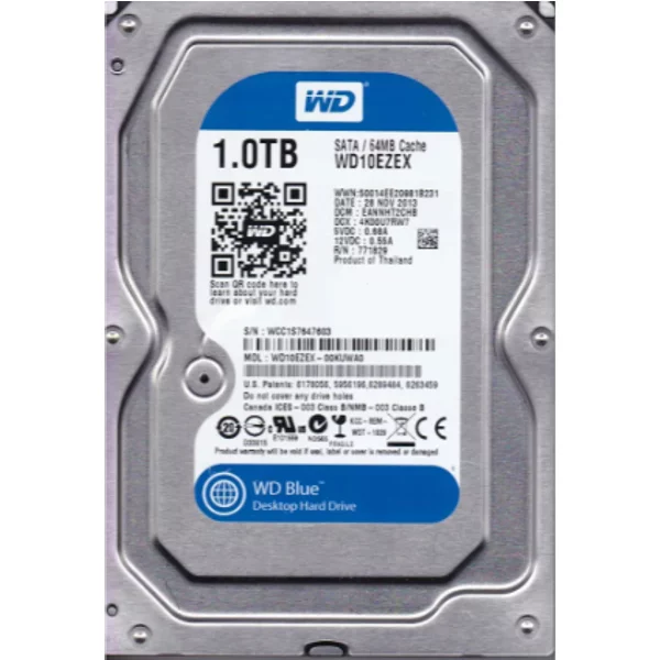 Western Digital WD10EZEX-00KUWA0 | Blue 1TB 3.5-Inch 6Gb/S Sata 7200RPM 64MB Cache Desktop Hard Drive-image