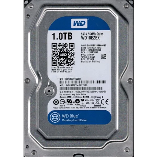 Western Digital WD10EZEX-00ZF5A0 | Blue 1TB 3.5-Inch 6Gb/S Sata 7200RPM 64MB Cache Desktop Hard Drive-image