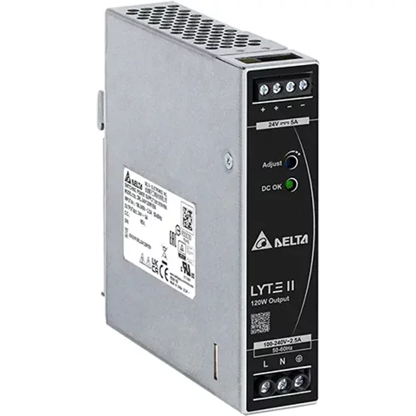 Delta DRL-24V120W1EN | 120-Watt 24V 5A Din Rail Power Supply-image