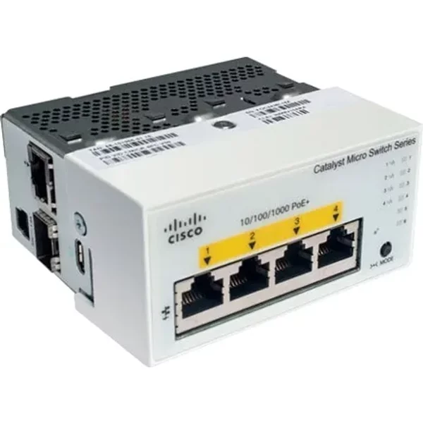 Cisco CMICR-4PT-RF | Catalyst 4 X Ports Poe+ 1000Base-T + 1 X Port 1Gbe RJ-45 + 1 X Port Combo RJ-45/SFP Desk-Mountable Gigabit Ethernet Micro Switch-image