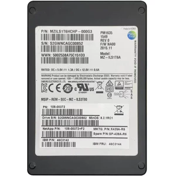 Netapp 108-00372 | 1.6TB Sas 6Gb/S Solid State Drive For Ds224X-image