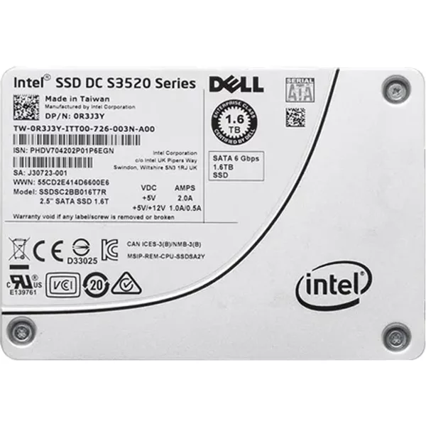 Dell R3J3Y | 1.6TB Multi-Level Cell Sata 6Gb/S Read Intensive 2.5-Inch Solid State Drive For Poweredge Servers-image
