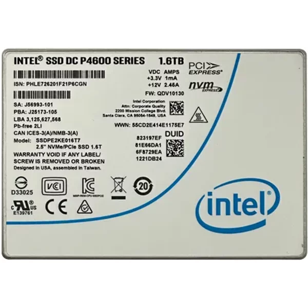 Intel SSDPE2KE016T7 | P4600 1.6TB Pci Express Nvme 3.0 X4 Mixed Use U.2 2.5-Inch Solid State Drive-image