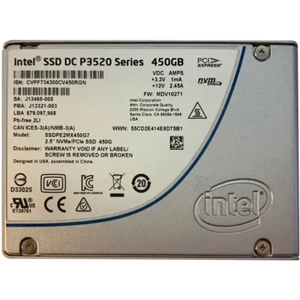 Intel SSDPE2MX450G701 | Dc P3520 450GB Multi-Level Cell Pci Express 3.0 X4 Nvme U.2 2.5-Inch Solid State Drive-image