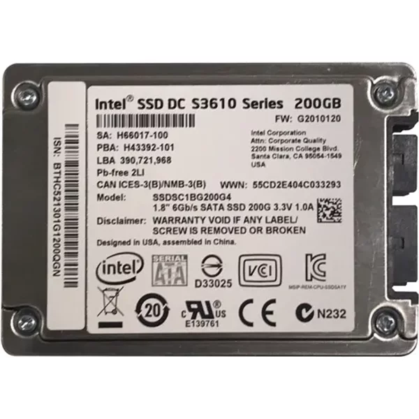 Intel SSDSC1BG200G401 | Dc S3610 200GB Multi-Level Cell Sata 6Gb/S 1.8-Inch Solid State Drive-image
