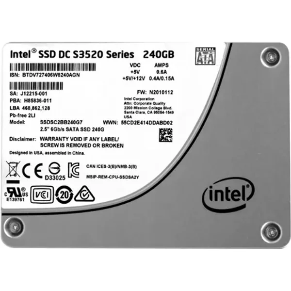 Intel SSDSC2BB240G701 | S3520 240GB Multi-Level Cell Sata 6Gb/S 2.5-Inch Solid State Drive-image