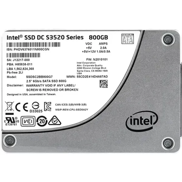 Intel SSDSC2BB800G701 | S3520 800GB Multi-Level Cell Sata 6Gb/S 2.5-Inch Solid State Drive-image