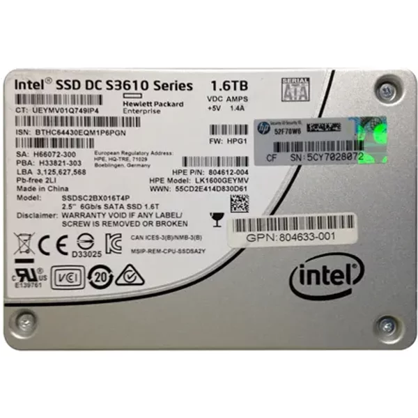 Intel SSDSC2BX016T4P | Dc S3610 1.6TB Multi-Level Cell Sata 6Gb/S 2.5-Inch Solid State Drive-image