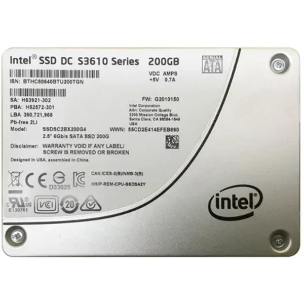 Intel SSDSC2BX200G401 | Dc S3610 200GB Multi-Level Cell Sata 6Gb/S 2.5-Inch Solid State Drive-image