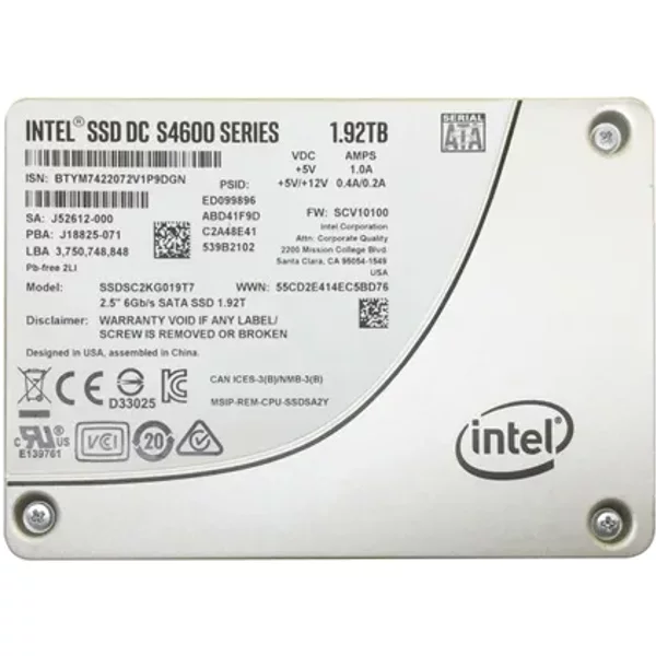 Intel SSDSC2KG019T701 | Dc S4600 1.92TB Triple-Level Cell Sata 6Gb/S 2.5-Inch Solid State Drive-image