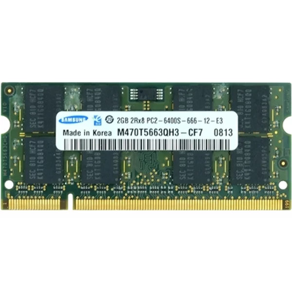 Samsung M470T5663QH3-CF7 | 2GB Ddr2-800Mhz PC2-6400 Non-Ecc Unbuffered Sodimm CL6 2Rx8 1.8V 200-Pin Memory Module-image