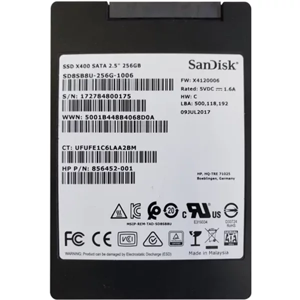 Hp 856452-001 | 256GB Triple-Level Cell Sata 6Gb/S 2.5-Inch Solid State Drive-image