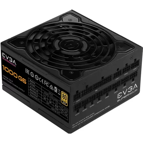 Evga 220-G6-1000-X1 | Supernova 1000 G6 1000-Watts 100-240V Ac 13-6.5A 60-50Hz 80-Plus Gold Fully Modular Power Supply With Fdb Fan-image