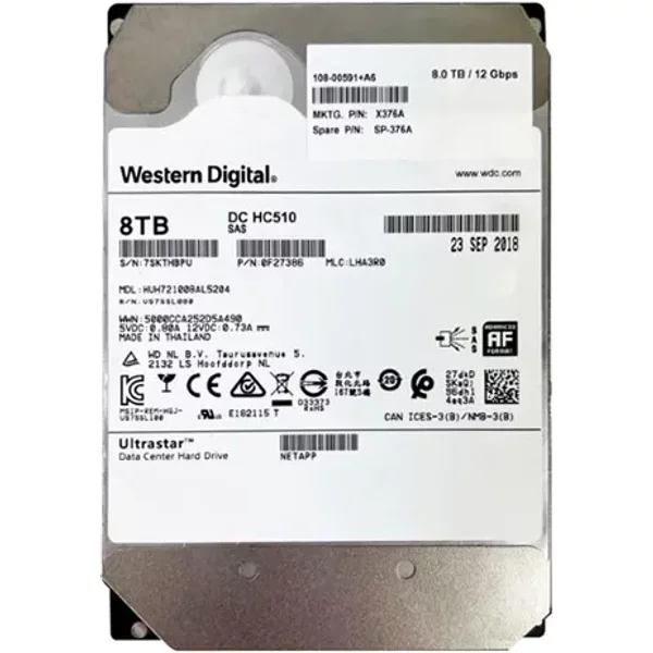 Hgst HUH721008AL5204 | Ultrastar DC HC510 Series 8TB 7200RPM SAS 12Gb/S 256MB Cache 512E (Secure Erase Encryption) 3.5-Inch Hard Drive-image