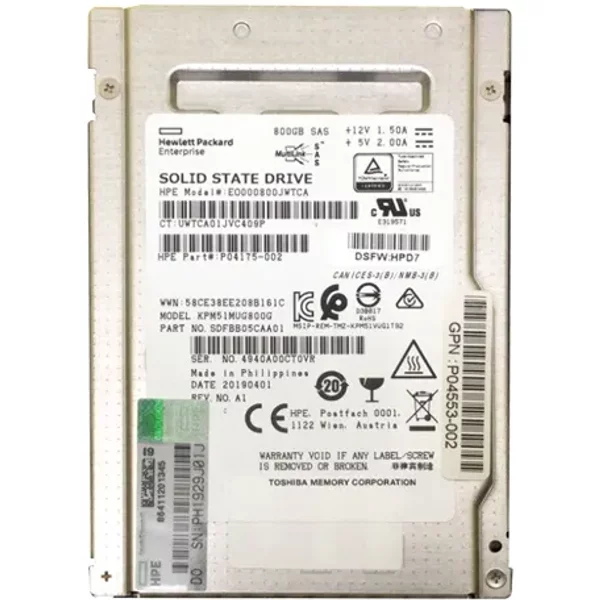 Hp P04175-002 | 800GB Sas 12Gb/S Write Intensive 2.5-Inch Solid State Drive-image