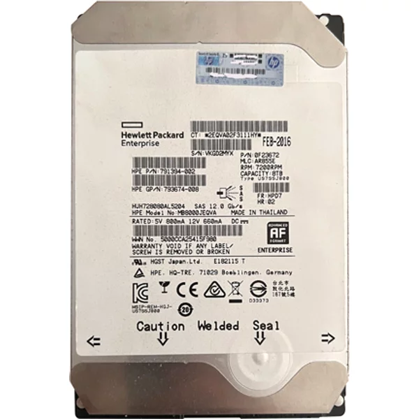 HP 791394-002 | 8TB 7200RPM SAS 12Gb/S Midline 512E 3.5-Inch Hard Drive-image