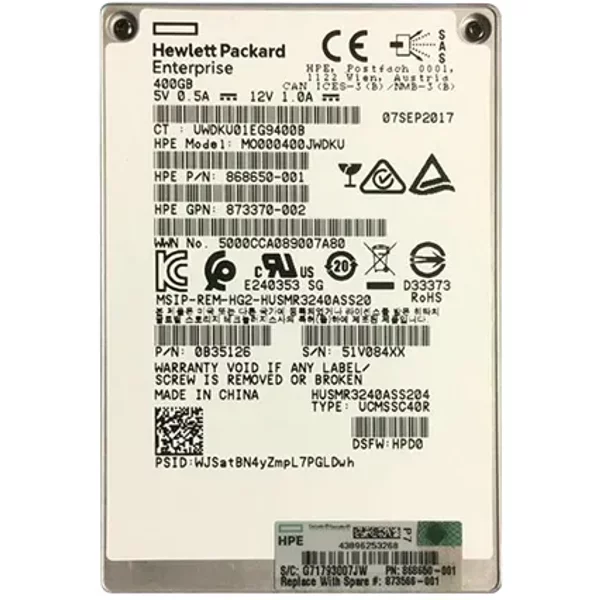 Hp 868650-001 | 400GB Sas 12Gb/S Mixed Use 2.5-Inch Solid State Drive-image