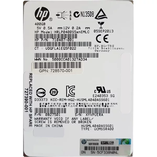 Hp 728570-001 | 400GB Multi-Level Cell Sas 6Gb/S 2.5-Inch Solid State Drive For Storserv-image